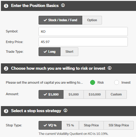 Position Size Calculator determines how much to invest based on your risk tolerance