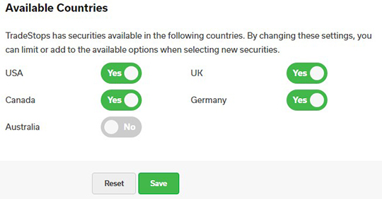Select countries to view