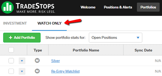 portfolio tab showing re-entry