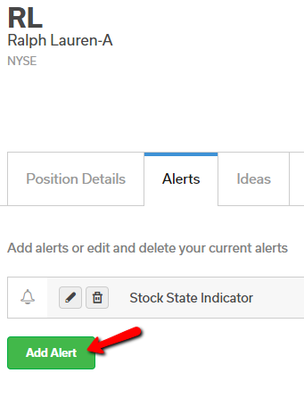 add alert button on the position card page