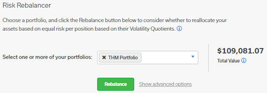 Risk Rebalancer input options
