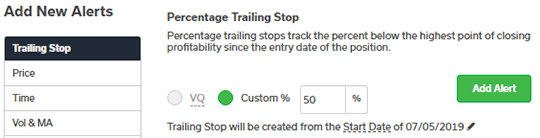 50% trailing stop